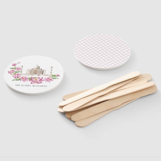 Waterverf Indian Lotus Flower Taj Mahal Handwaaier (Niet-gemonteerd)