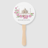 Waterverf Indian Lotus Flower Taj Mahal Handwaaier (Voorkant)