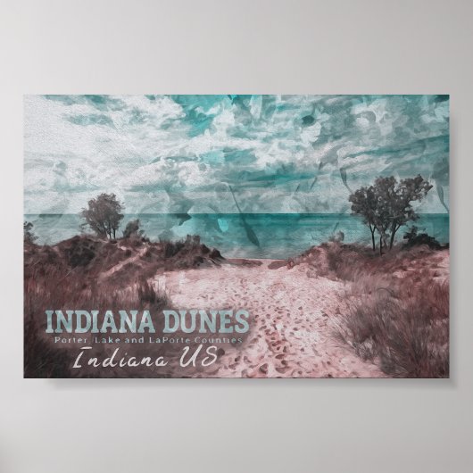 WATERVERF INDIANA DUNES - VERENIGDE STATEN INDIANA POSTER (Voorkant)