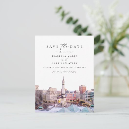 Waterverf Indianapolis Indiana Skyline City Briefkaart (Staand voorkant)