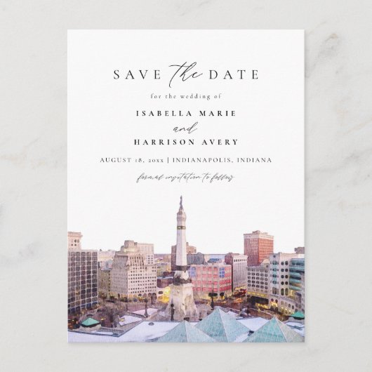 Waterverf Indianapolis Indiana Skyline City Briefkaart (Voorkant)