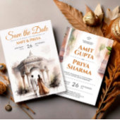 Waterverf Indiase bruiloft Sjabloon, Mandap Sikh Kaart