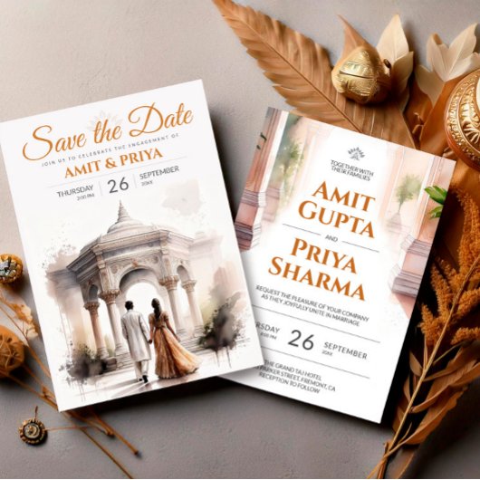 Waterverf Indiase bruiloft Sjabloon, Mandap Sikh Kaart