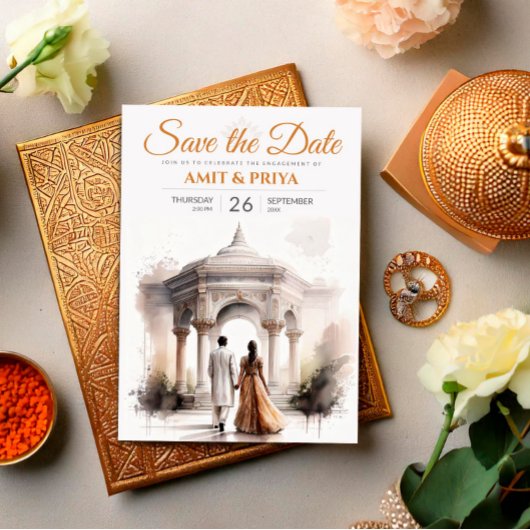 Waterverf Indiase bruiloft Sjabloon, Mandap Sikh Kaart