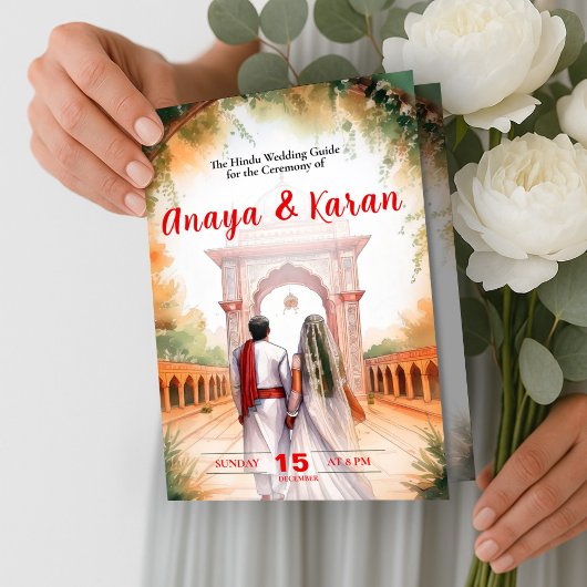 Waterverf Indiase huwelijksprogramma Hindoe Ceremo