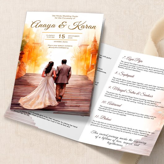 Waterverf Indiase huwelijksprogramma Hindoe Ceremo