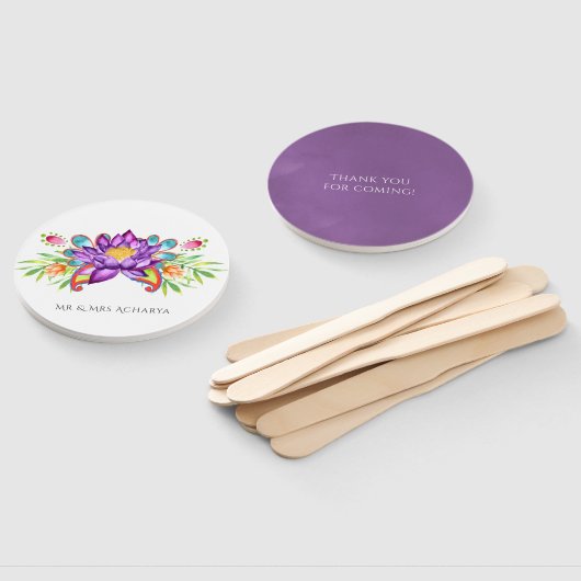 Waterverf Indiase Lotus Flower Handwaaier (Niet-gemonteerd)