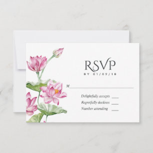 Waterverf Indiase Lotus Flower RSVP Kaartje