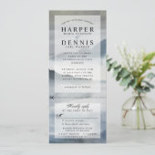 waterverf Indigo Bergen bruiloft uitnodigen w RSVP Kaart (Staand voorkant)