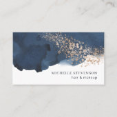 Waterverf Indigo Blauw en Goud Artistiek Visitekaartje (Voorkant)