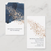 Waterverf Indigo blauw en goud Visitekaartje (Voorkant / Achterkant)