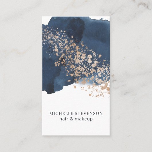 Waterverf Indigo blauw en goud Visitekaartje (Voorkant)