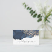 Waterverf Indigo Blue en Gold Abstract Script Bu Visitekaartje (Staand voorkant)