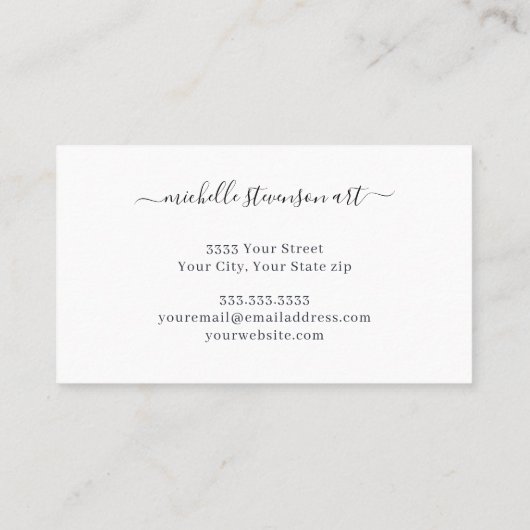 Waterverf Indigo Blue en Gold Abstract Script Bu Visitekaartje (Achterkant)