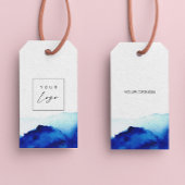 Waterverf Indigo Blue Logo Hang Labels W/String Cadeaulabel