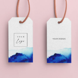 Waterverf Indigo Blue Logo Hang Labels W/String Cadeaulabel