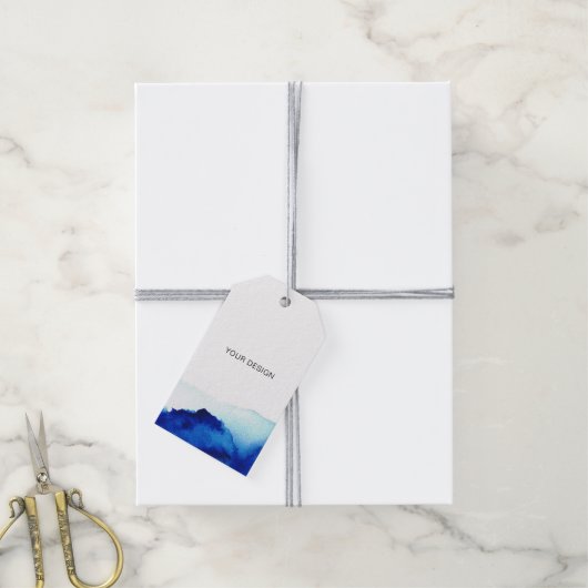 Waterverf Indigo Blue Logo Hang Labels W/String Cadeaulabel (Met Touw)