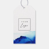 Waterverf Indigo Blue Logo Hang Labels W/String Cadeaulabel (Achterkant)