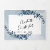 waterverf Indigo Blue RSVP aangesloten Drieluik Uitnodiging (Cover)