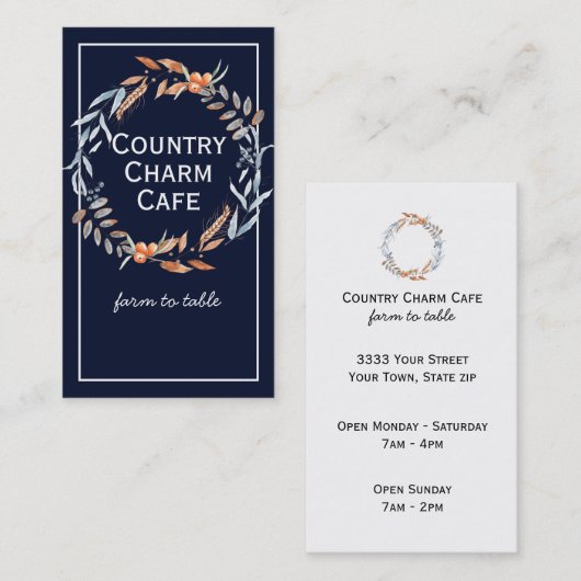 Waterverf Indigo Blue Wreate Visitekaartje (Voorkant / Achterkant)