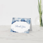 Waterverf Indigo Ocean Nautische Douche Verjaardag Bedankkaart (Voorkant)