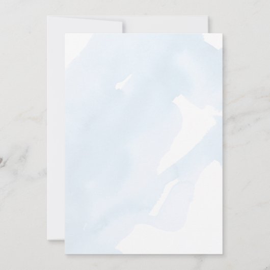 Waterverf indigoblauw floraal langwerpig lijst kaart (Achterkant)