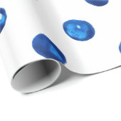 Waterverf indigoblauw pokadots patroon cadeaupapier (Rol Hoek)