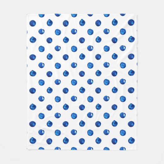Waterverf indigoblauw pokadots patroon fleece deken (Voorkant)