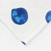 Waterverf indigoblauw pokadots patroon fleece deken (Hoek)