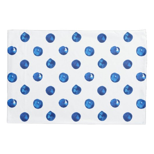 Waterverf indigoblauw pokadots patroon kussensloop (Achterkant-Links)