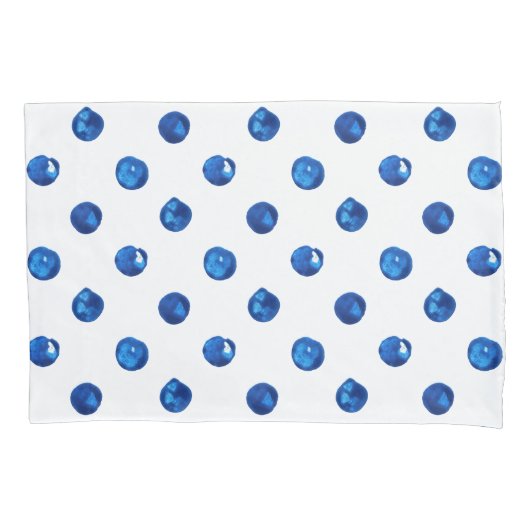 Waterverf indigoblauw pokadots patroon kussensloop (Voorkant-Links)