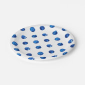 Waterverf indigoblauw pokadots patroon papieren bordje (Gekanteld)