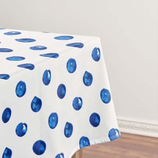 Waterverf indigoblauw pokadots patroon tafelkleed (Voorbeeld)