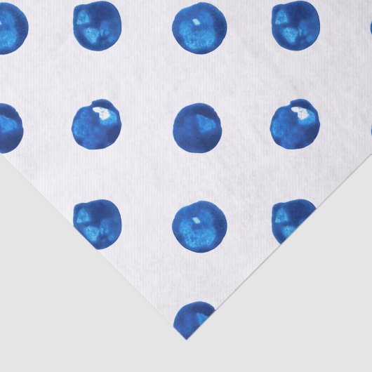 Waterverf indigoblauw pokadots patroon tissuepapier (Detail)