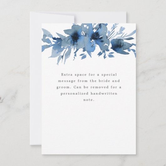 Waterverf indigoblauwe bloemen dank u voor uw opme kaart (Achterkant)