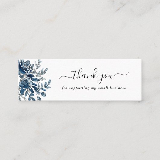 waterverf indigobloemen dank je korting mini visitekaartje (Voorkant)