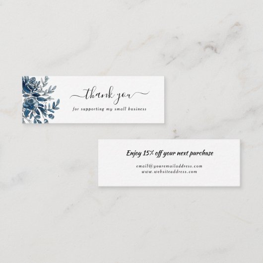 waterverf indigobloemen dank je korting mini visitekaartje (Voorkant / Achterkant)