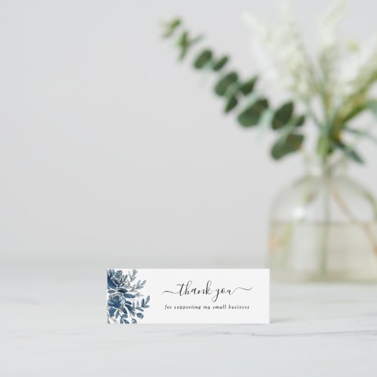 waterverf indigobloemen dank je korting mini visitekaartje (Staand voorkant)