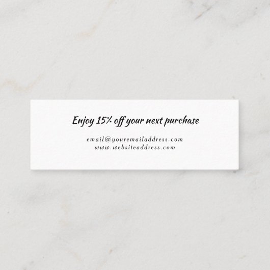 waterverf indigobloemen dank je korting mini visitekaartje (Achterkant)