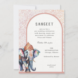 Waterverf Indische bruiloft Olifant Sangeet Kaart
