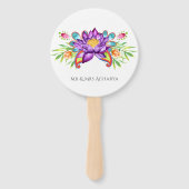 Waterverf Indische Lotus Bloem Handwaaier (Voorkant)