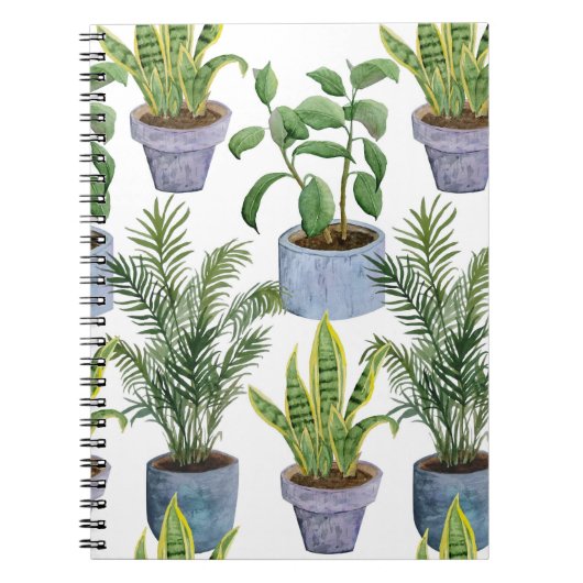 Waterverf Indoor Houseplants: weelderig groen Eleg Notitieboek (Voorkant)