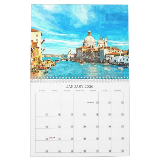 Waterverf - indrukken in italië kalender (Jan 2026)