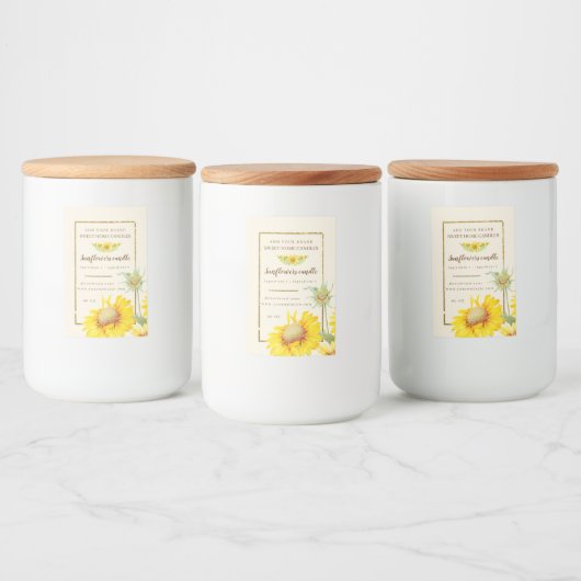 Waterverf-ingrediënten voor bijtende gele zonneblo voedselcontainer etiket (Flessen)