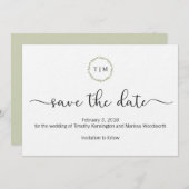 Waterverf Initiaal Monogram Save the Date Kaart (Voorkant / Achterkant)