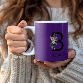 Waterverf initiaal paarse koffie mok