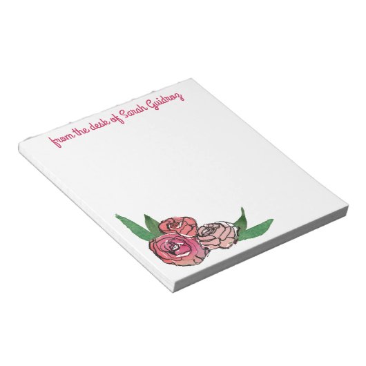 Waterverf & Ink Bloemen Aangepast Notitieblok (Schuin)