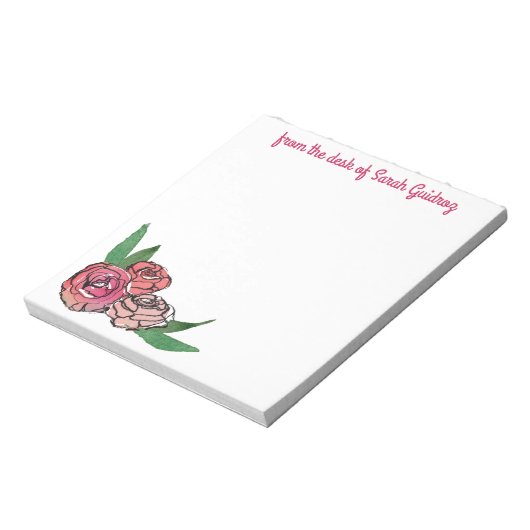 Waterverf & Ink Bloemen Aangepast Notitieblok (Linkerzijde)