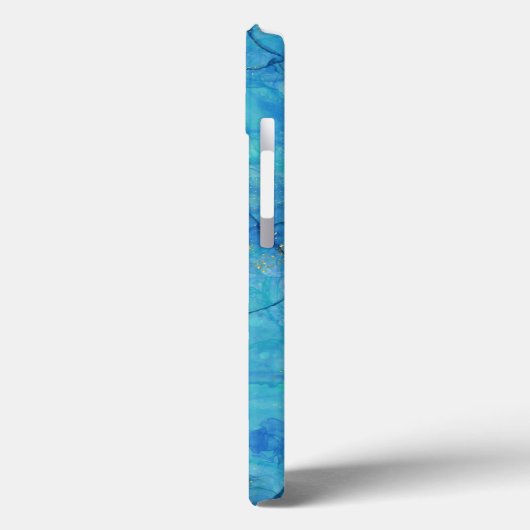 Waterverf Ink Blue & Gold + Monogram Case-Mate iPhone Case (Achterkant / Links)