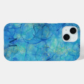 Waterverf Ink Blue & Gold + Monogram Case-Mate iPhone Case (Achterkant (horizontaal))